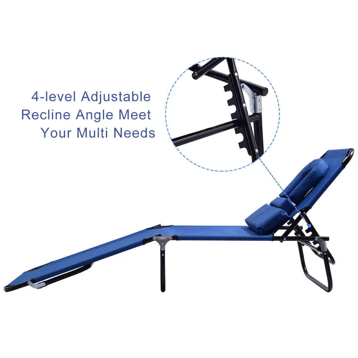 Foldable Chaise Lounge Chair Bed Outdoor Beach Camping